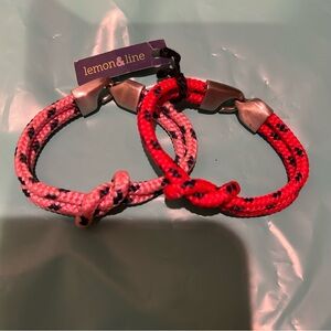 2 “Lemon & Line” Nautical Square Knot Bracelets
